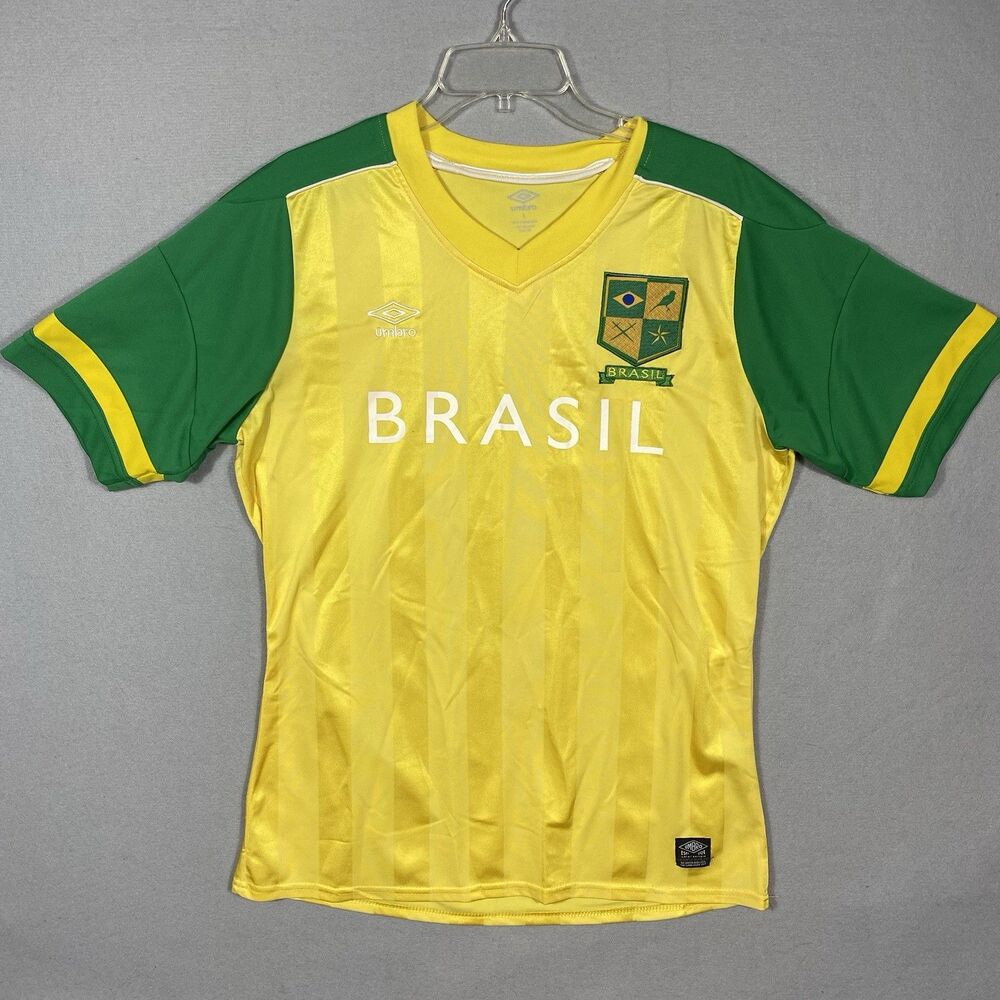 Brasil National Soccer Team Umbro Jersey Yellow Green Mens Large Football Shirt